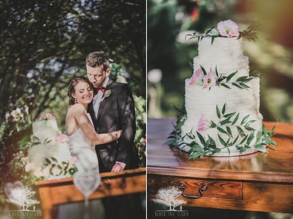 naked cake, tort weselny z kwiatową dekoracją