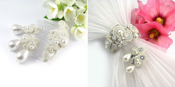 klasyczne białe dodatki dla Panny Młodej na ślub, biała biżuteria do ślubu