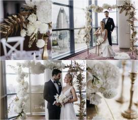Eleganckie przyjęcie weselne w bieli i złocie - inspiracje ślubne