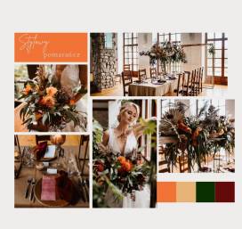 Stylowy pomarańcz, eleganckie bordo i romantyczna brzoskwinia - tablice inspiracji ślubnych