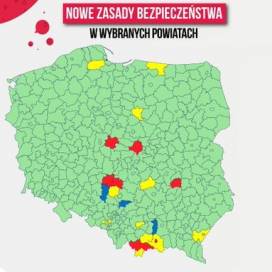 Koronawirus - mapa aktualnych stref żółtych i czerwonych - stan na czwartek, 27.08.2020.