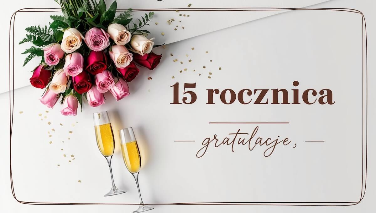  Kartka z życzeniami na 15 rocznicę ślubu