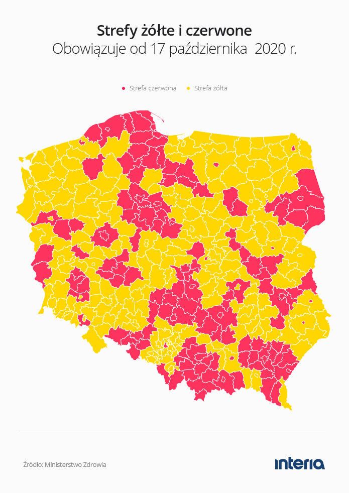 koronawirus grafika 17.10.20 strefy czerwone i żółte koronawirus śluby wesela 2020