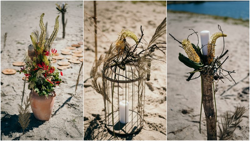 dekoracje ślubne sesja ślubna na plaży etno mix&match