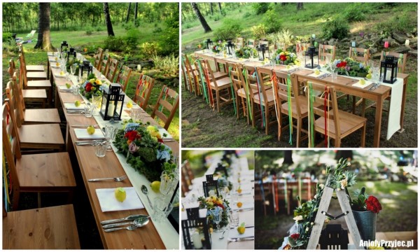 długie stoły na weselu
