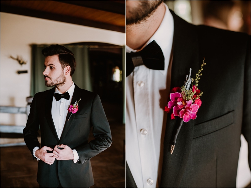 różowa orchidea, fuksja na weselu, fuksjowe wesele, fuksjowy bukiet ślubny