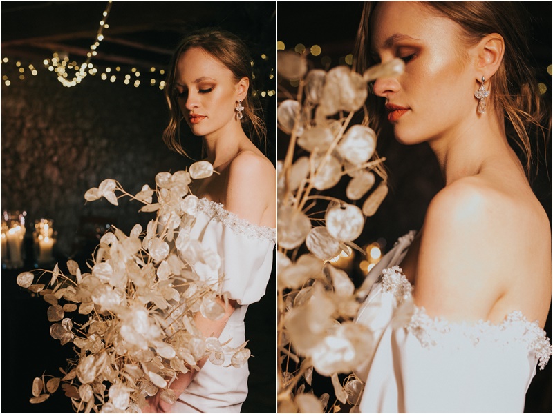 Dekoracja światłem zabytkowego spichlerza - inspiracje ślubne 2021, spichlerz minoga, pałac minoga, organizacja wesela w spichlerzu, stylizacja wesela , prosta suknia ślubna, suknia afrodyta 