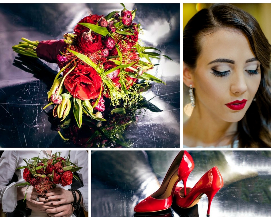 czerwony bukiet ślubny ślub wesele dekoracja czerwień inspiracje trendy