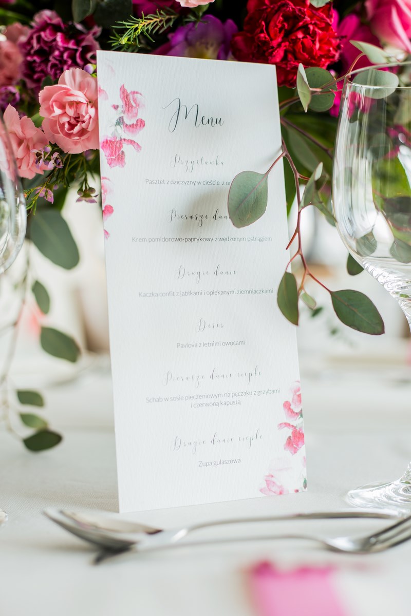 papeteria ślubna menu weselne