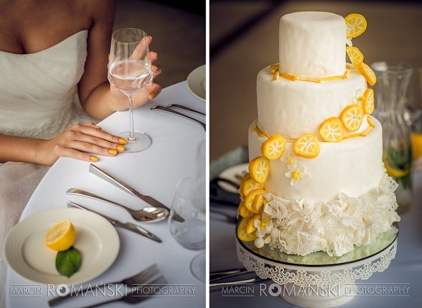 cytrynowa Panna Młoda, żółty cytrynowy tort ślubny