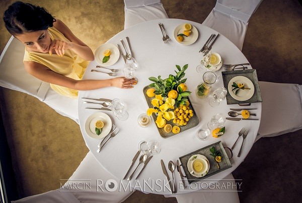 cytrynowa Panna Młoda, aranżacja cytrynowego stoł ślubnego