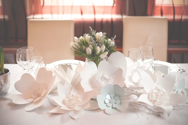 papierowe dekoracje na ślub i wesele 2015, papierowe kwiaty