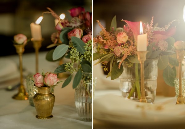 różowe kwiaty na stół weselny