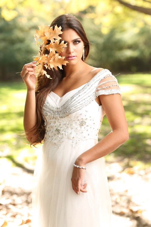 biżuteria ślubna z kryształkami, novia blanca, jesienna sesja ślubna w kalifornii