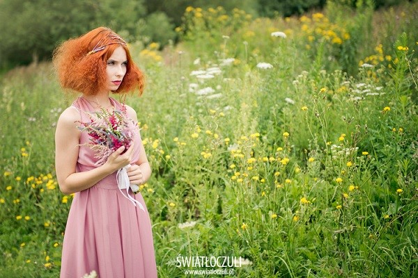 diadem na  ślubn, fryzura ślubna boho