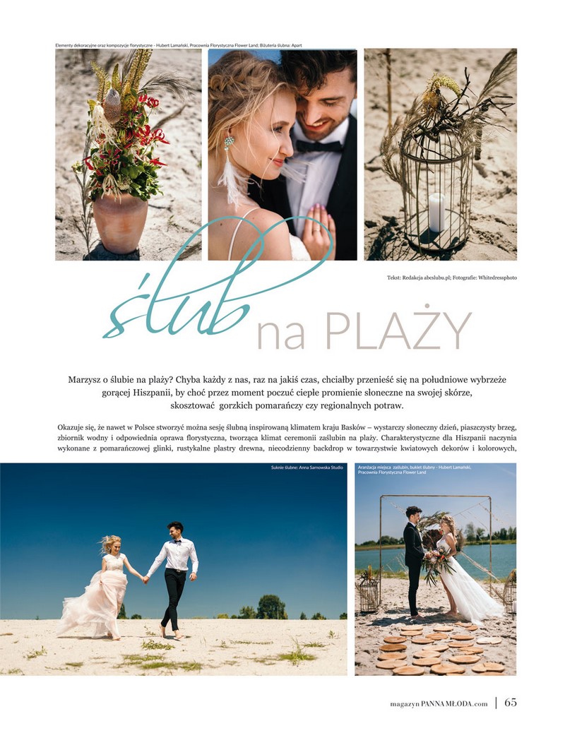 ślub wesele sesja ślubna inspirowana plażą suknia na wesele na plaży inspiracje ślubne real wedding suknia ślubna garnitur wedding dress porady  boho materiały ślubne abcslubu.pl Panna Młoda 