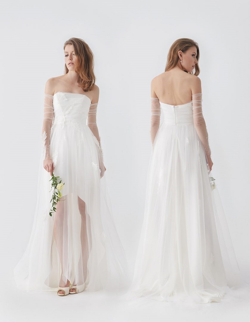 suknia ślubna asymetria trendy