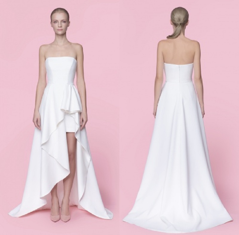 suknia ślubna asymetria trendy 