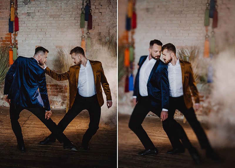 ślub wesele tango para tango queer tango męskie fotografie sesja stylizowana inspiracje 