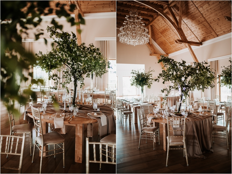 wesele greenery, leśne dekoracje, drzewa na weselu, skansen bicz, elegancka stodoła