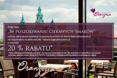 Otrzymaj 20% zniżki w Restauracji Cafe Oranżeria