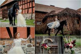 Klimatyczna mazurska sesja ślubna z końmi