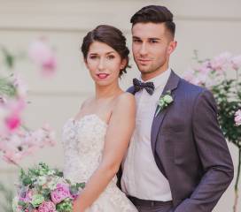 Romantyczna sesja ślubna w odcieniach różu i mięty